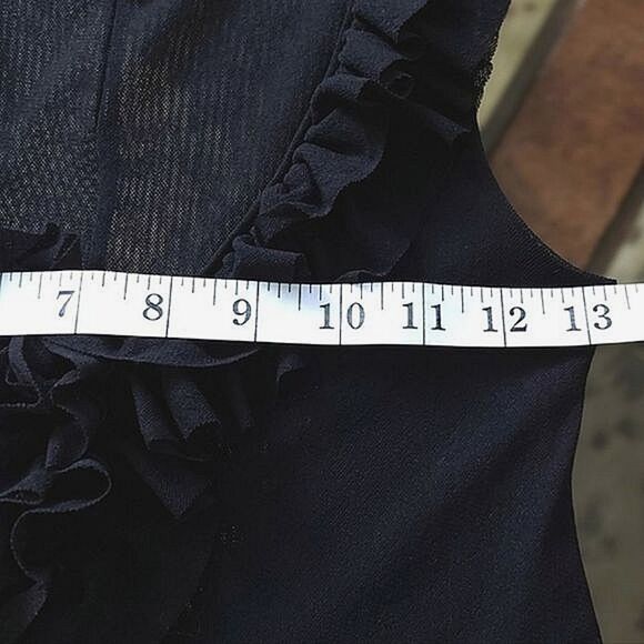 Sweet Pea black mesh ruffle scoop neck longline tank blouse - Picture 7 of 9